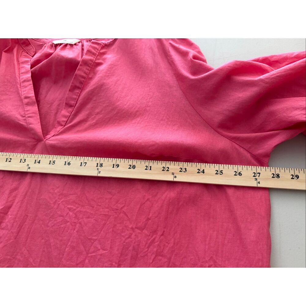 H&M Linen Blend Pink V-Neck Balloon Sleeve Tunic Dress Women’s XL - Picture 8 of 11